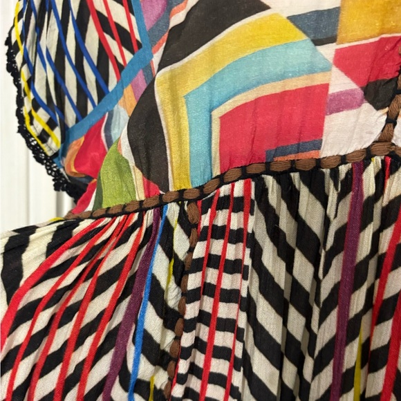 Anthropologie Conditions apply Colorful Geometric Women's Boho Top Size Medium - Picture 3 of 8